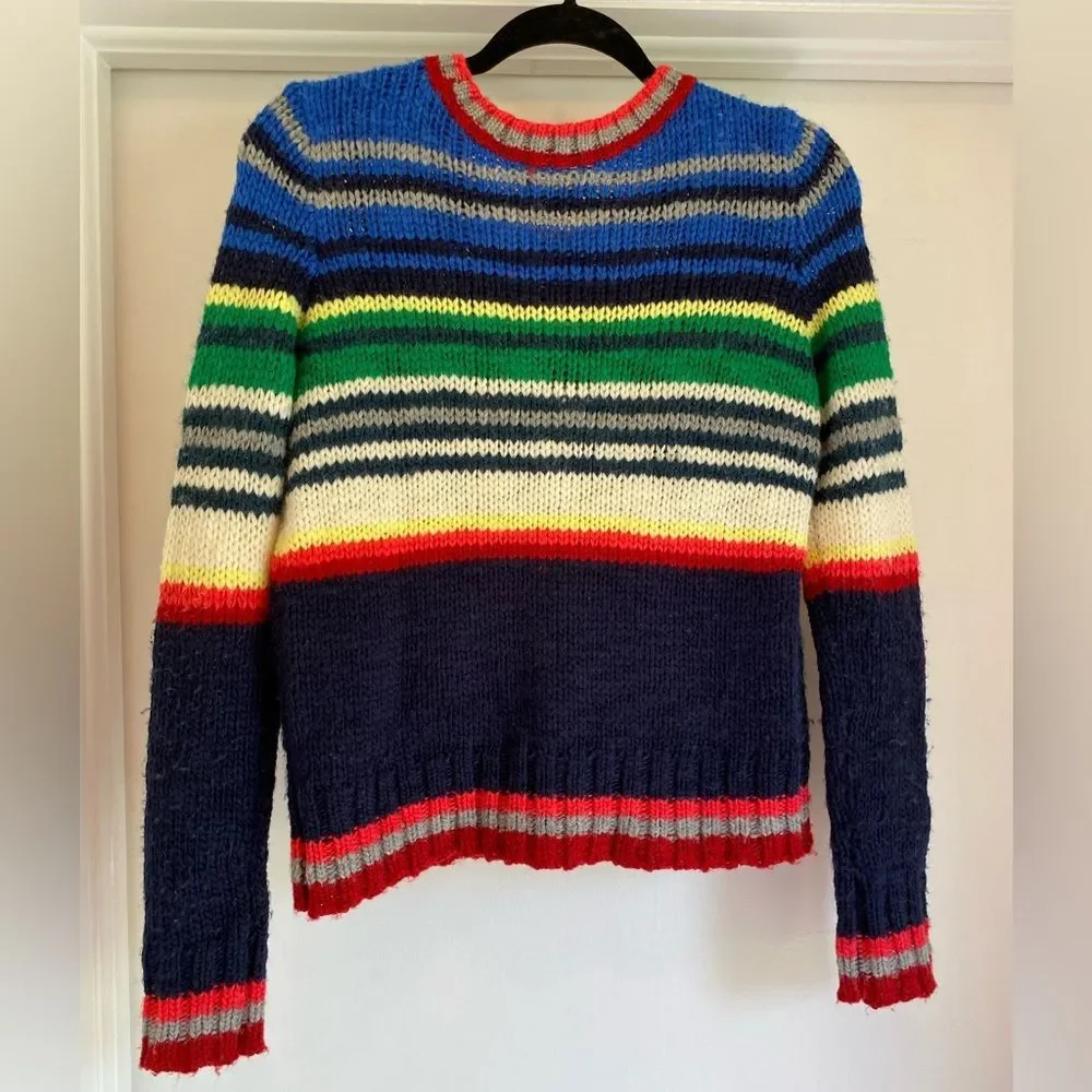 American Eagle Wool Blend Sweater Size Small Crewneck Striped Colorblock rainbow